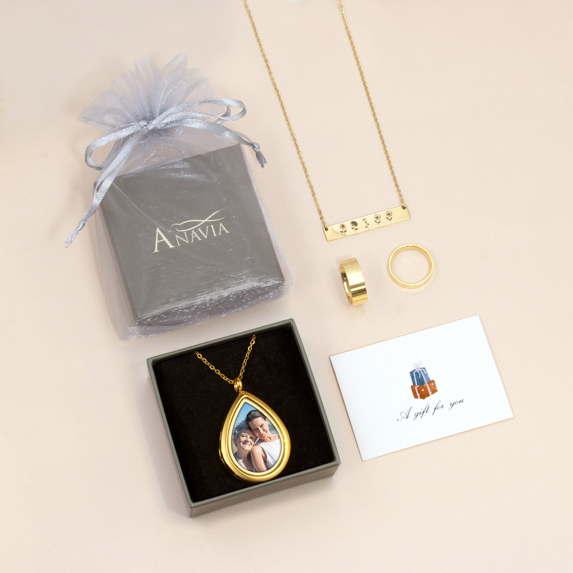 Teardrop Glass Photo Locket Necklace