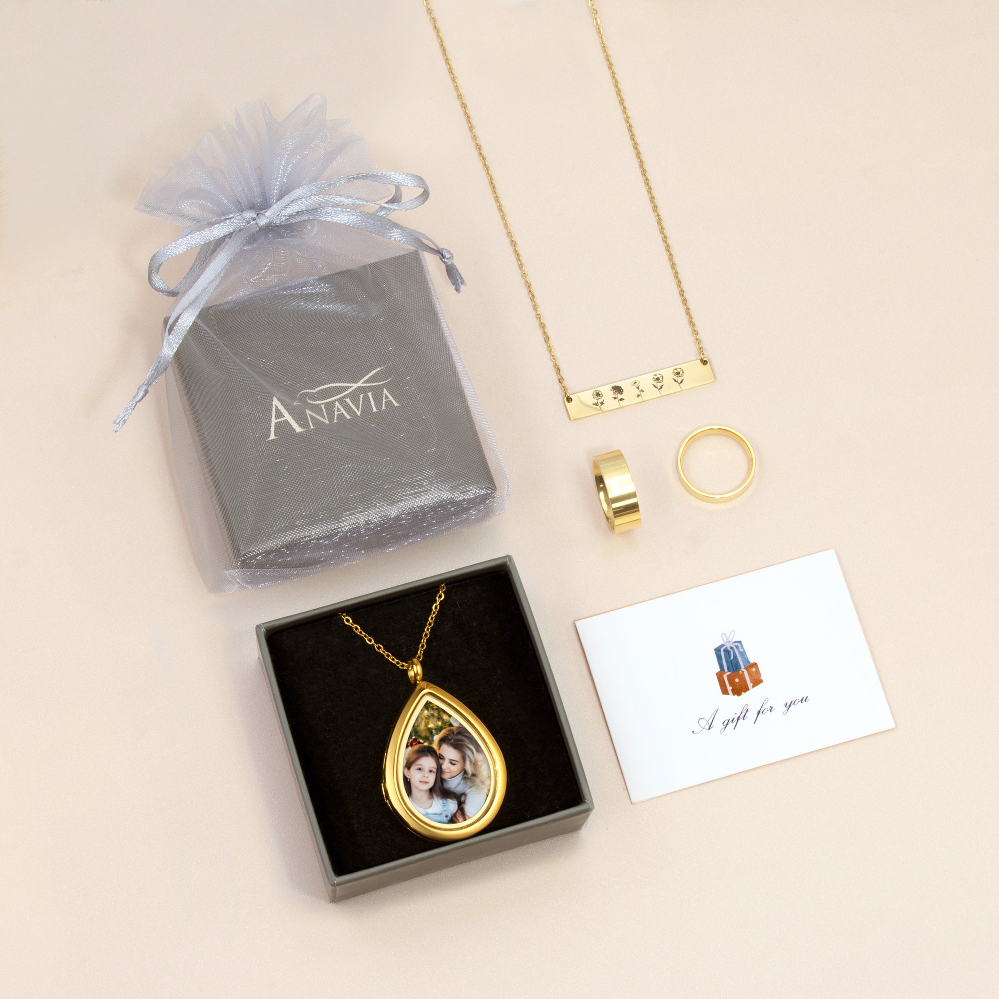 Teardrop Glass Photo Locket Necklace