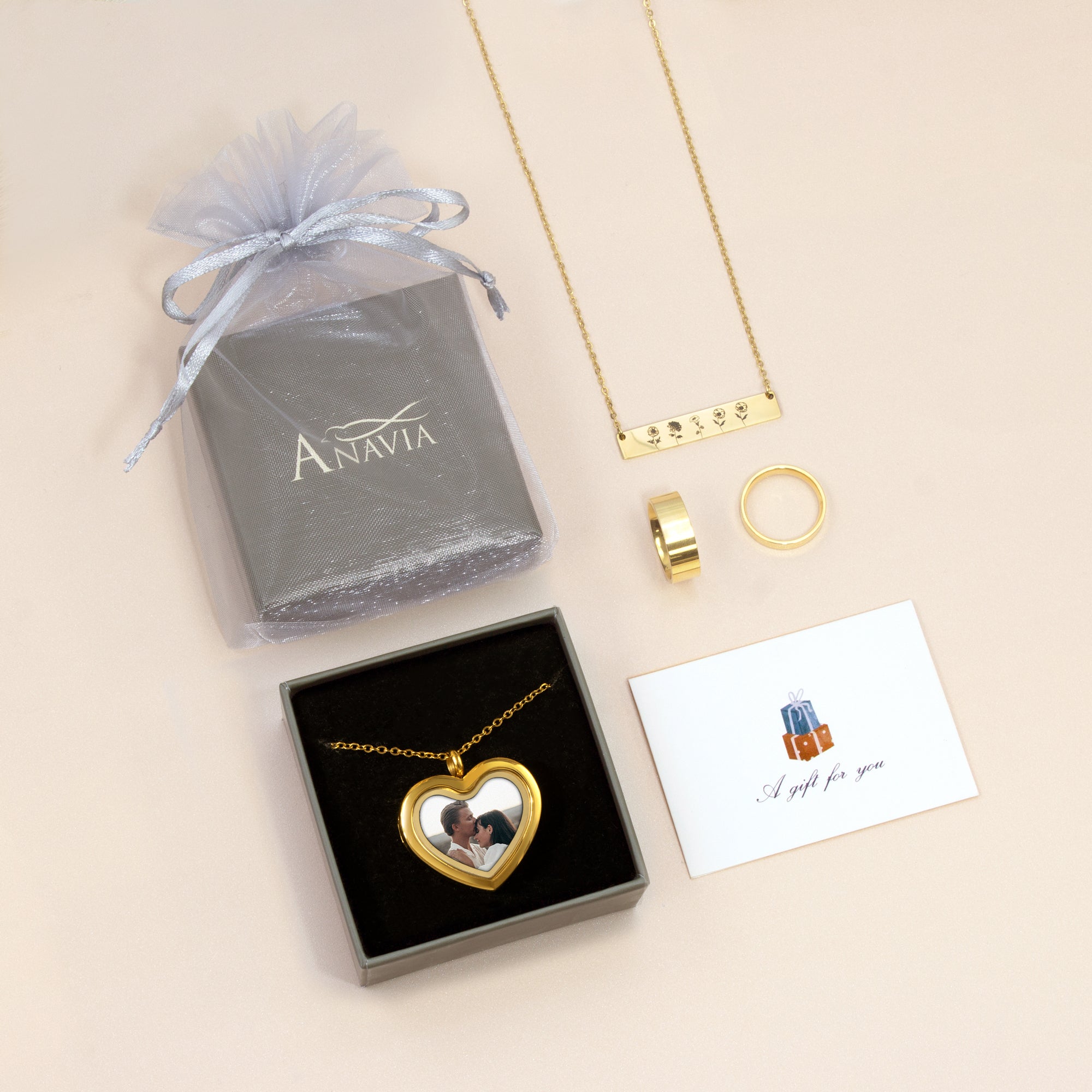 Glass Heart Photo Locket Necklace