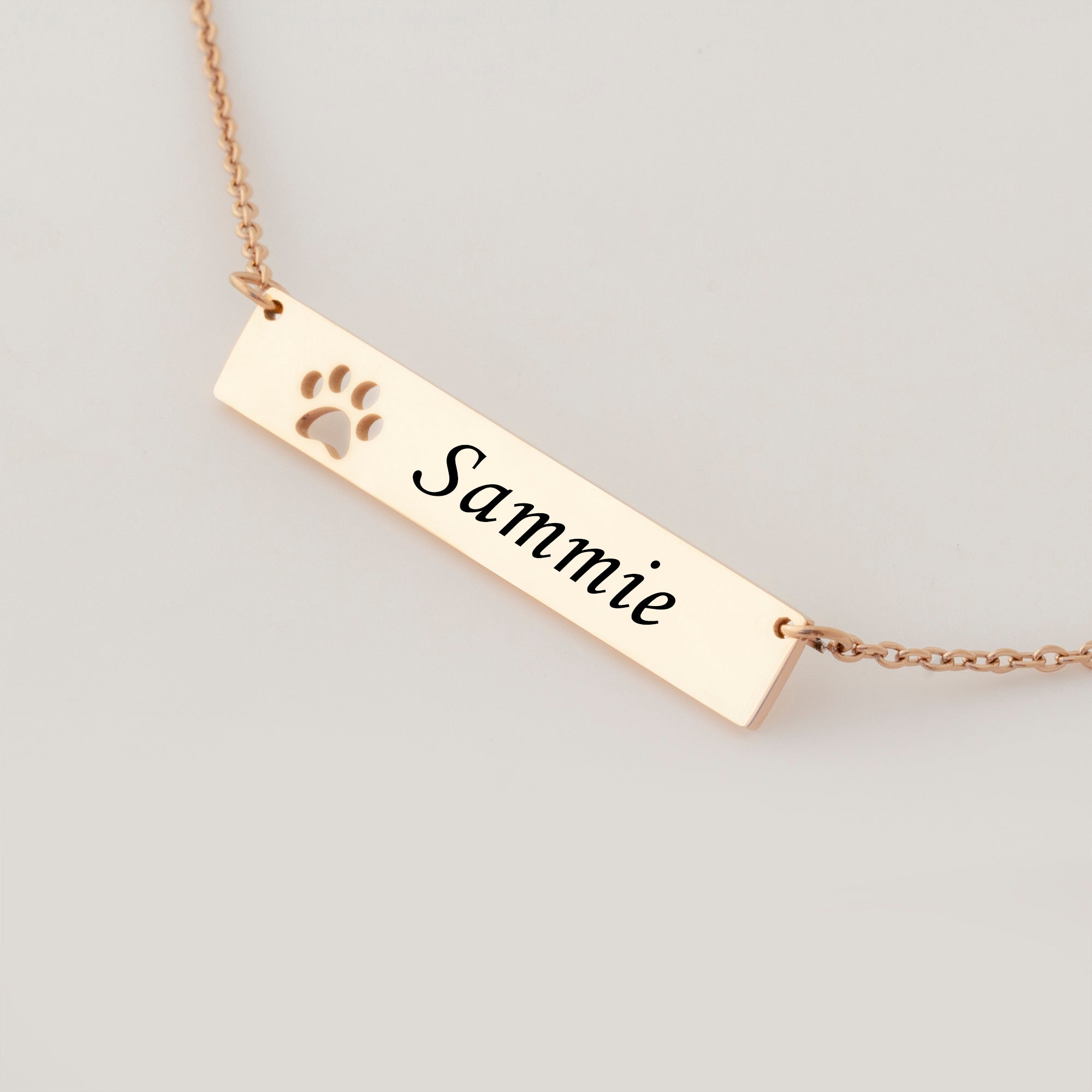 Custom Paw Print Cut-Out Bar Necklace