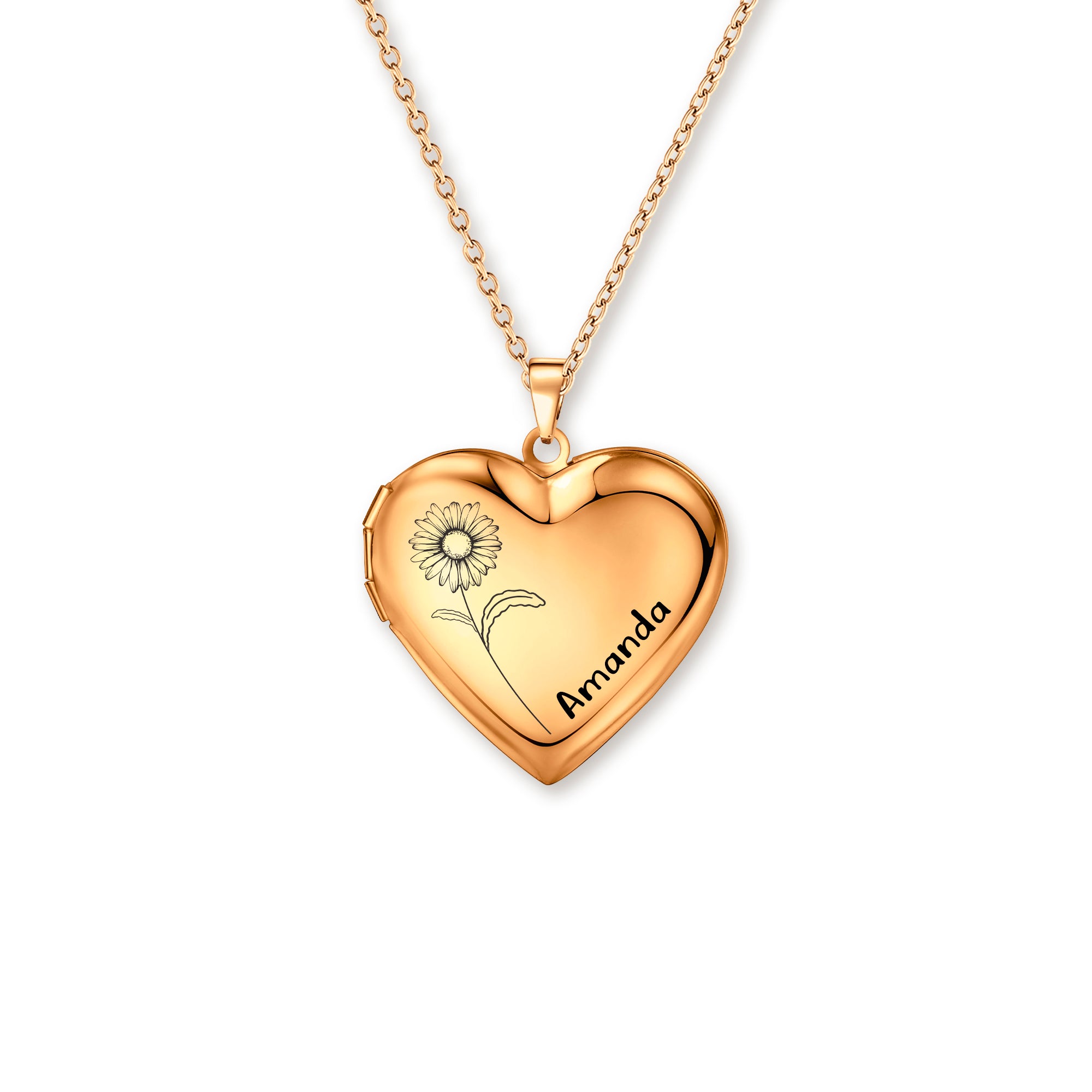 Birth Flower and Name Locket Necklace