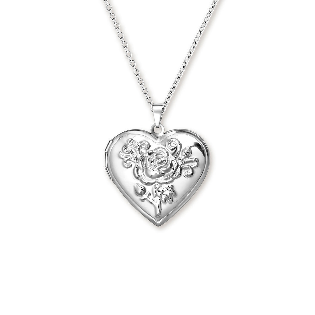 Custom Rose Photo Heart Locket