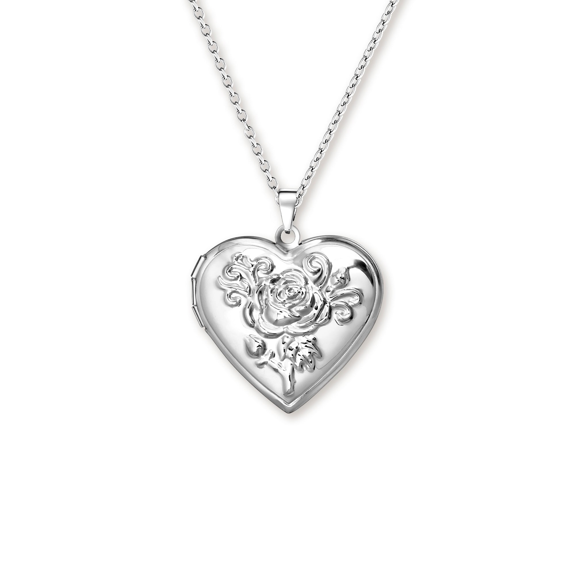 Rose Photo Heart Locket Necklace