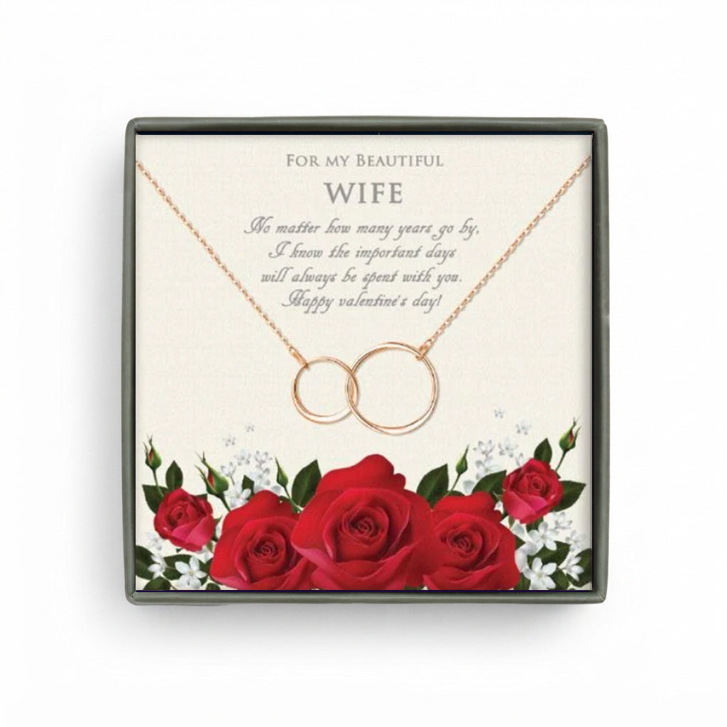 "For my Beautiful Wife" Valentine's Day Card and Infinity Necklace