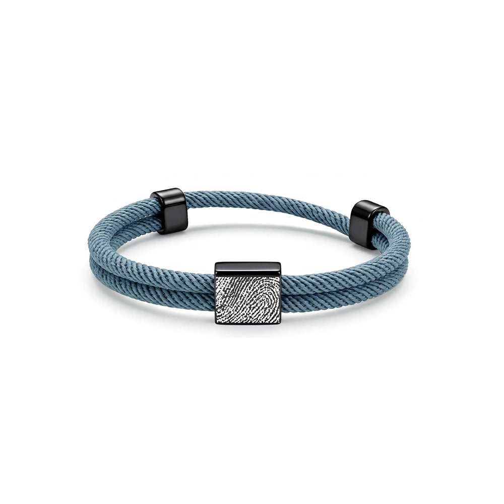 Custom Fingerprint Men's Adjustable Rope Bracelet