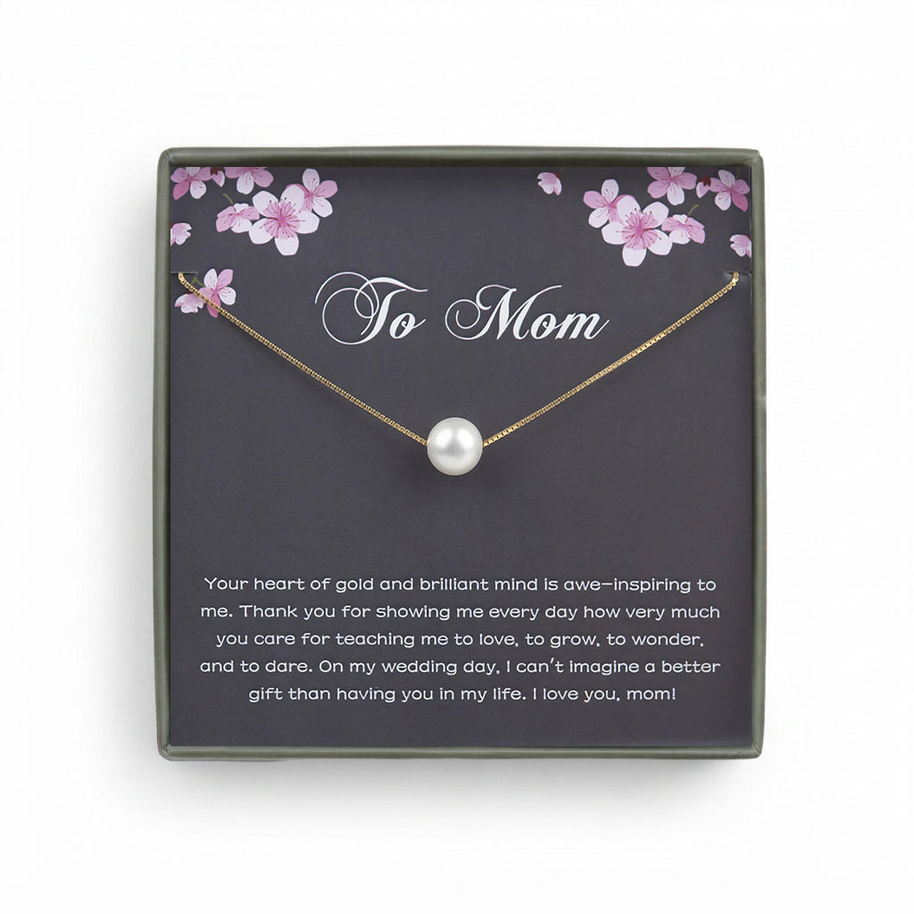 "To Mom" Card and Pearl Necklace
