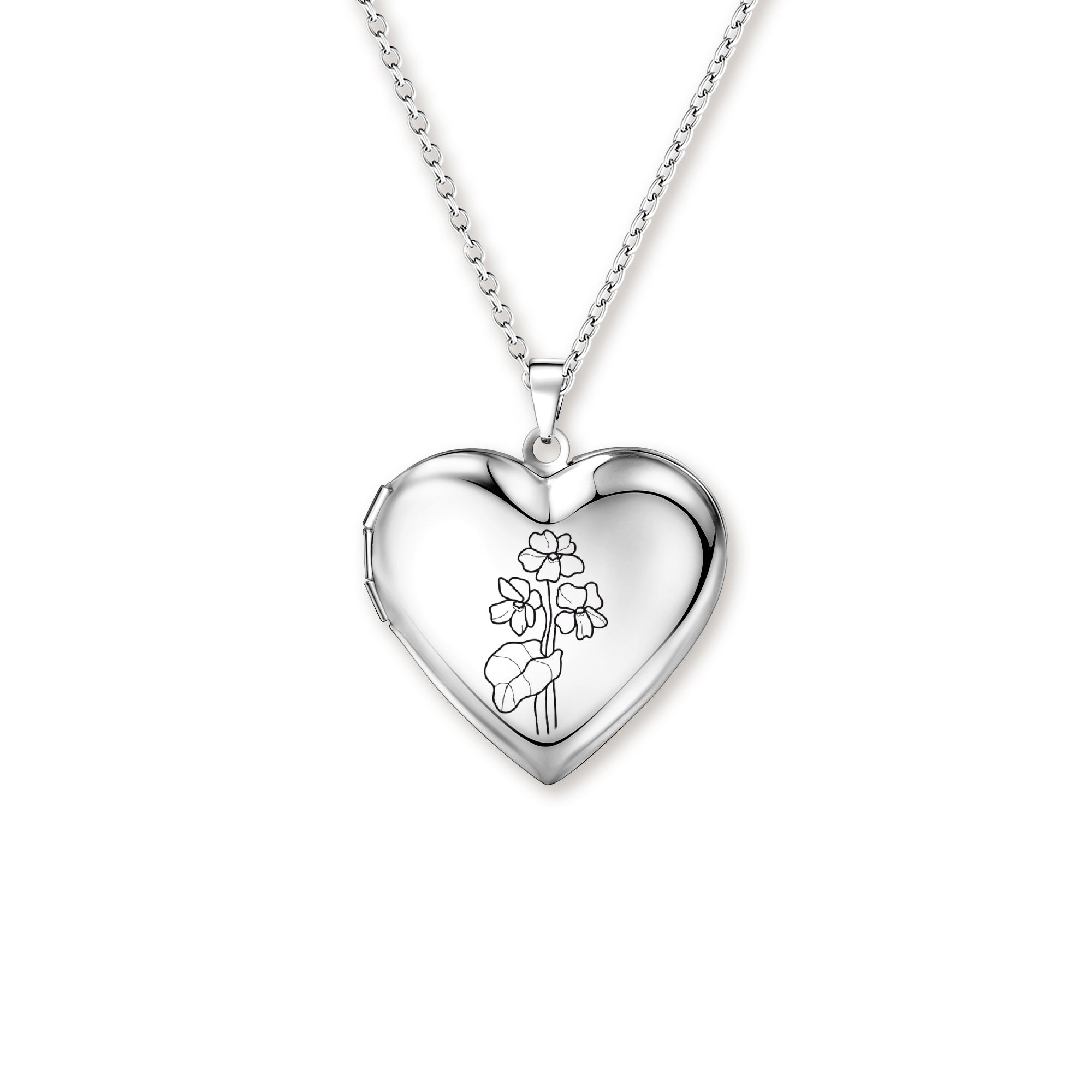 Personalized Birth Flower Heart Photo Locket
