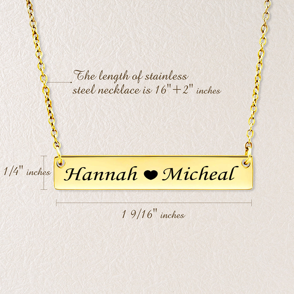 Custom Text Bar Stainless Steel Necklace