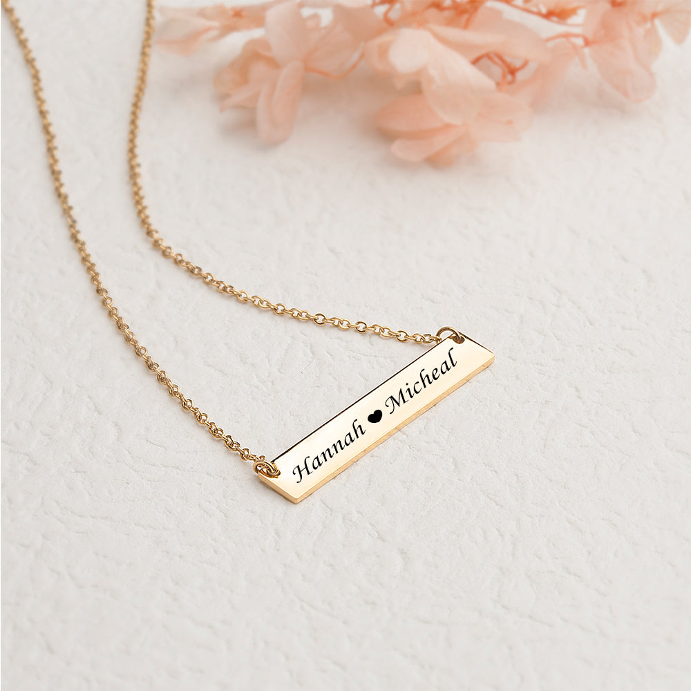 Custom Text Bar Stainless Steel Necklace
