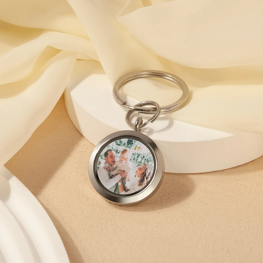 Custom Picture Keyring with Message Photo Locket Key Chain