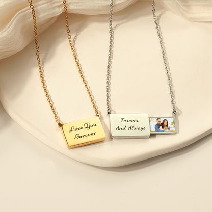 Personalized Couple's Hidden Photo Locket Necklace