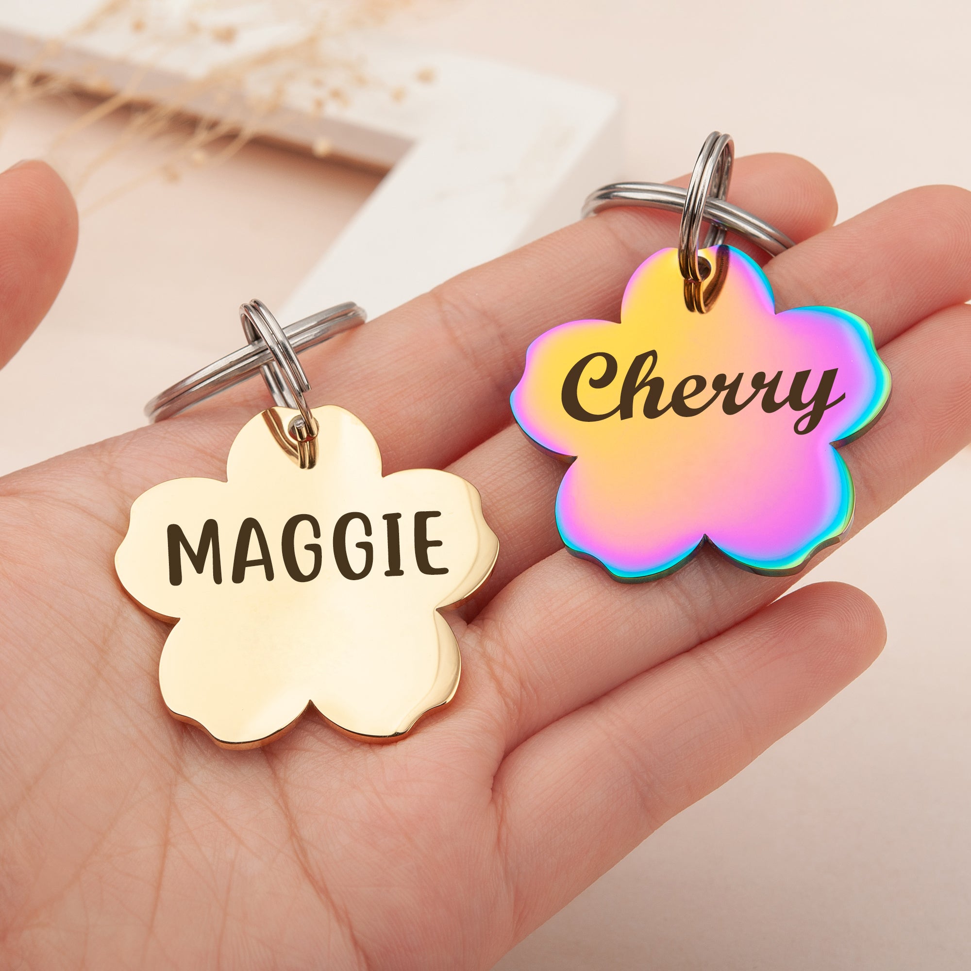 Cherry Blossom Pet ID Dog Tag