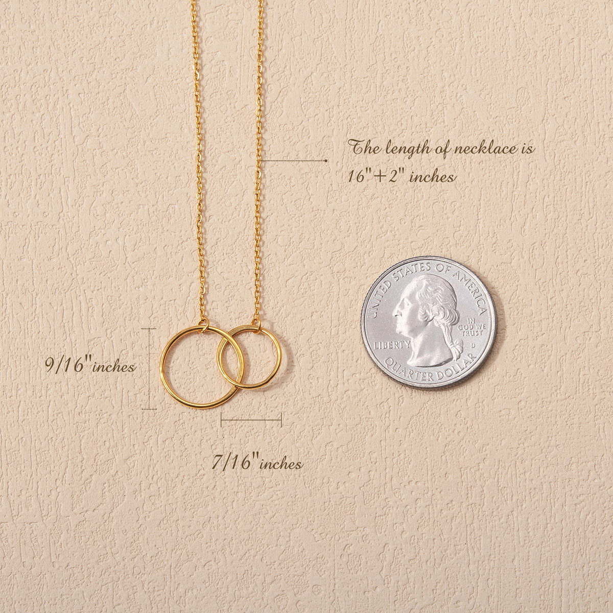 Custom Interlocking Rings Necklace with Grey Floral Card Necklace
