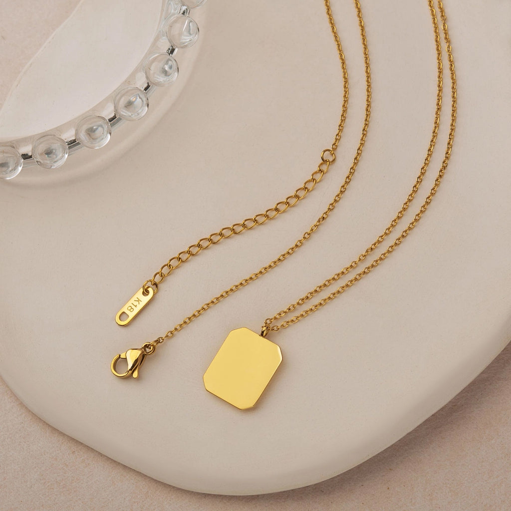 "To the Best Mother" Rectangle Birth Flower Necklace