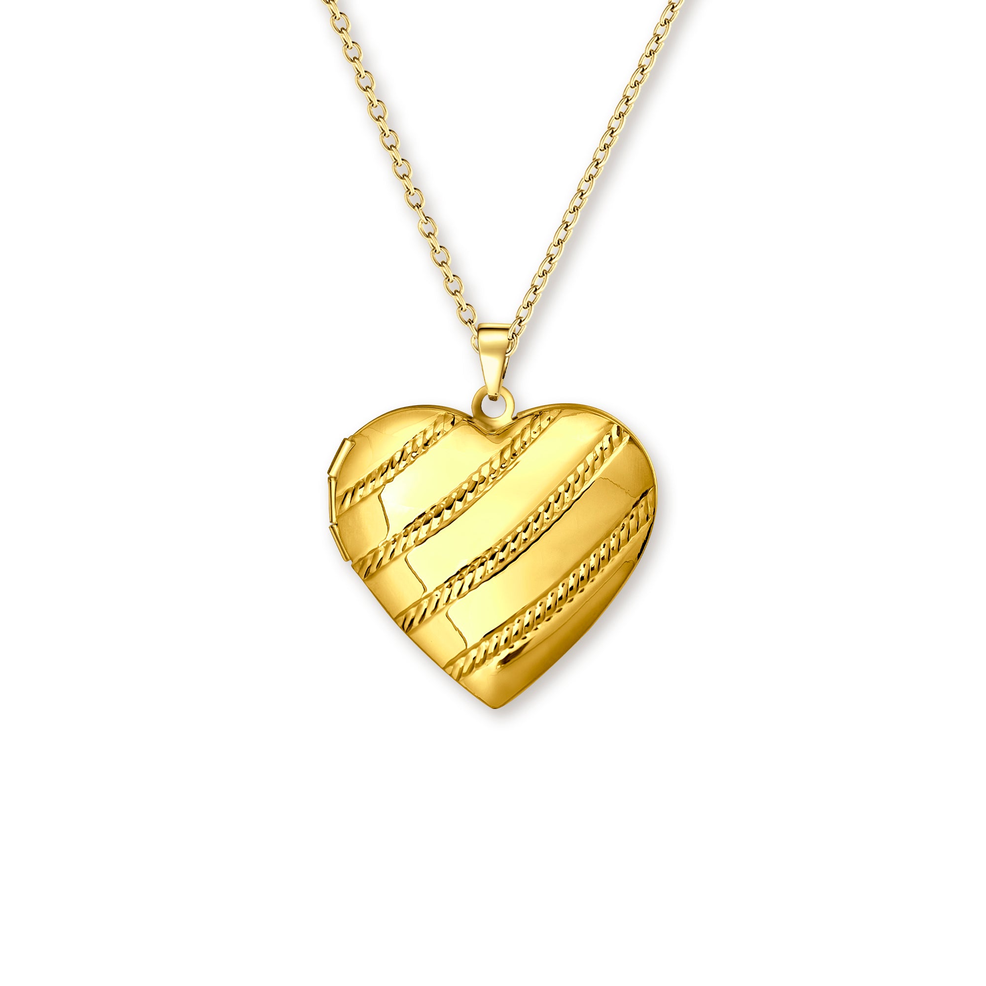 Stripes Heart Photo Locket