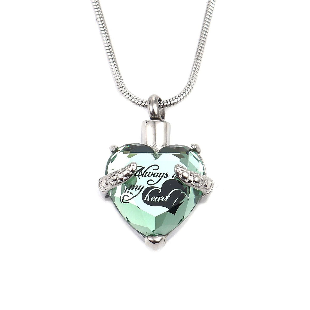 Crystal Always in my Heart Memorial Necklace