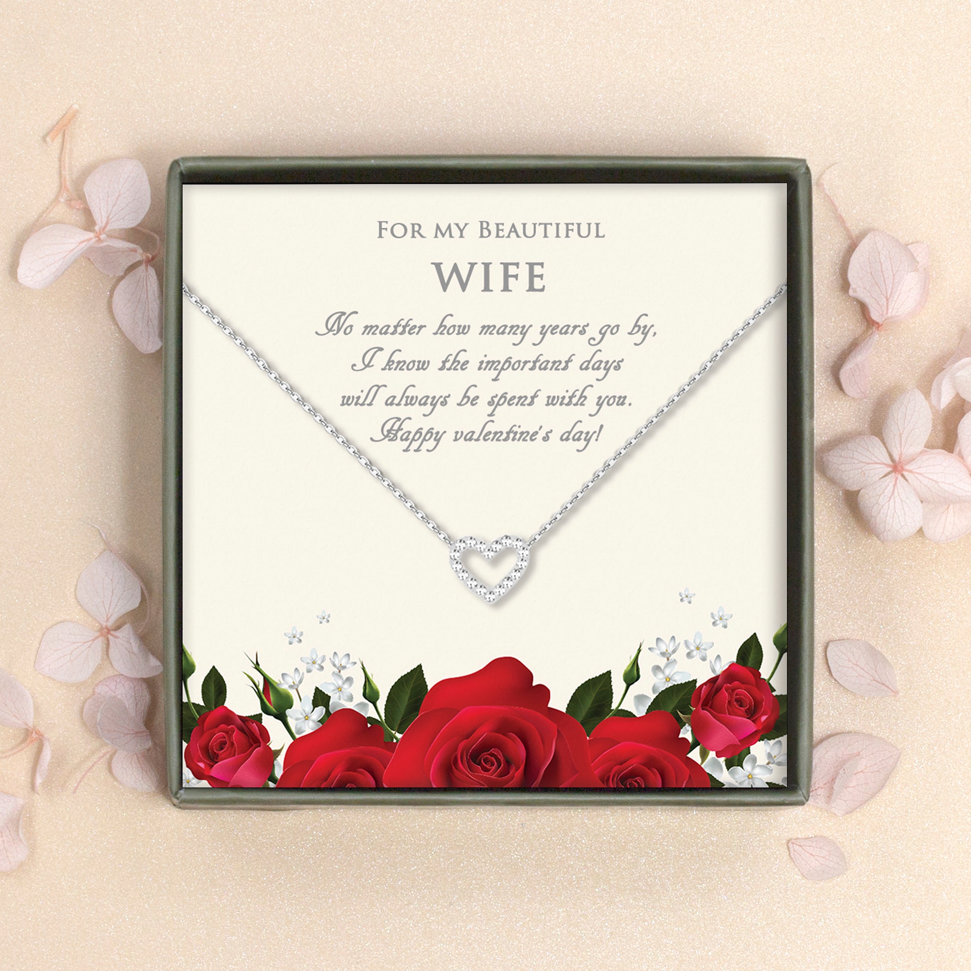 Valentines Day Gift Heart Necklace for My Beautiful Wife, Custom