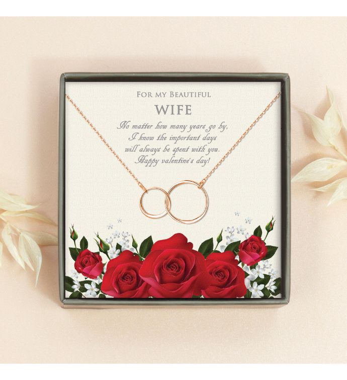 "For my Beautiful Wife" Valentine's Day Card and Infinity Necklace