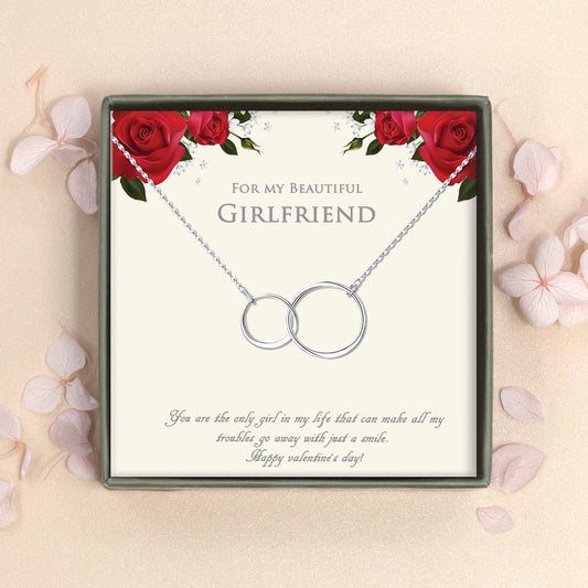 "For My Beautiful Girlfriend" Valentine's Day Card and Infinity Necklace