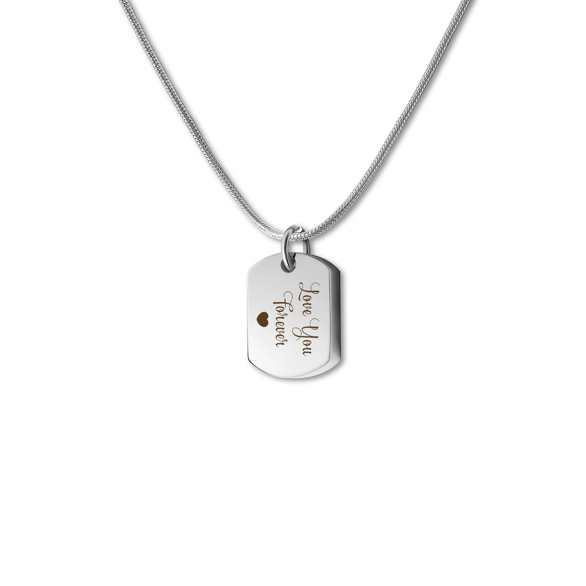Vertical Engraving Memorial Dog Tag Urn Necklace
