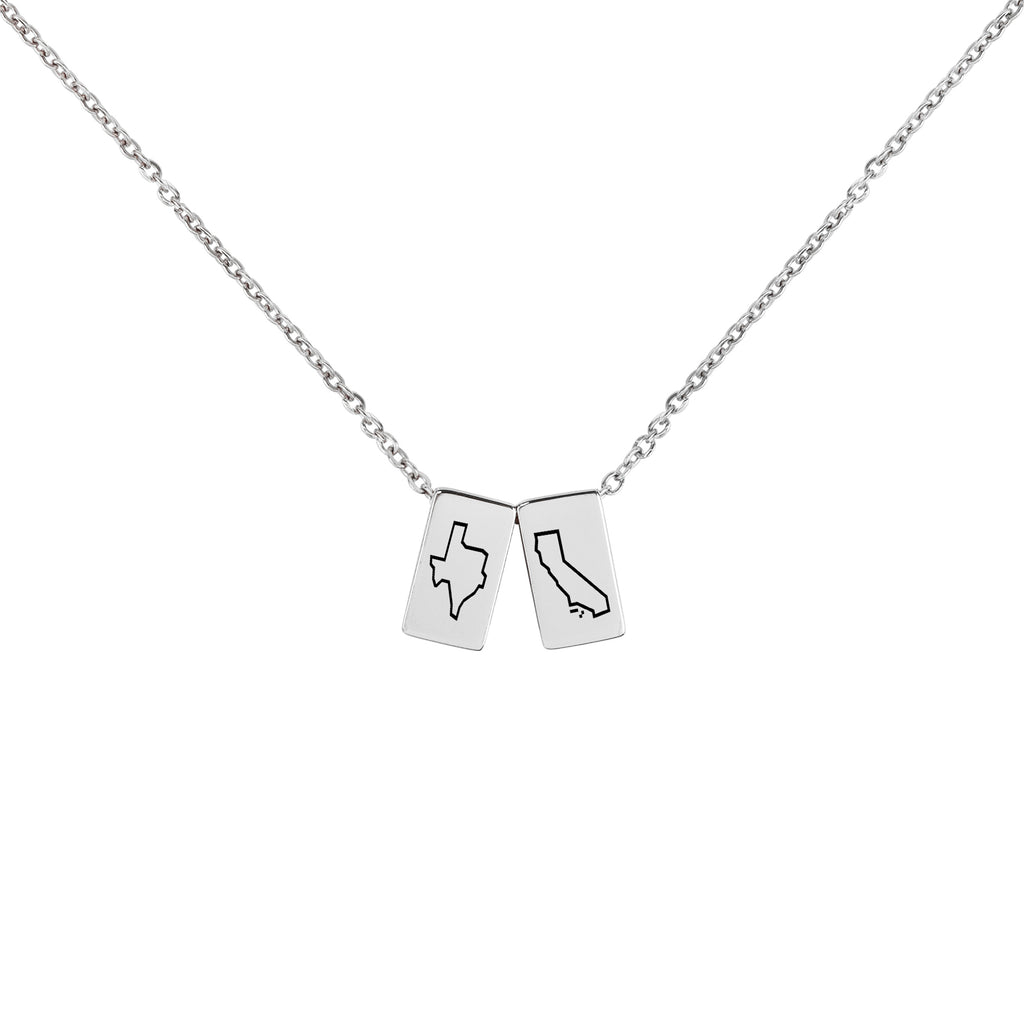 Long Distance State Cube Necklace