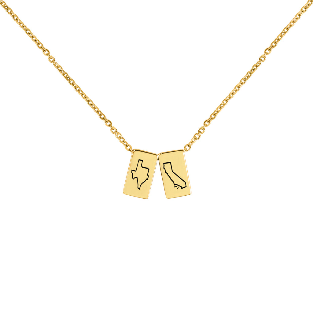 Long Distance State Cube Necklace