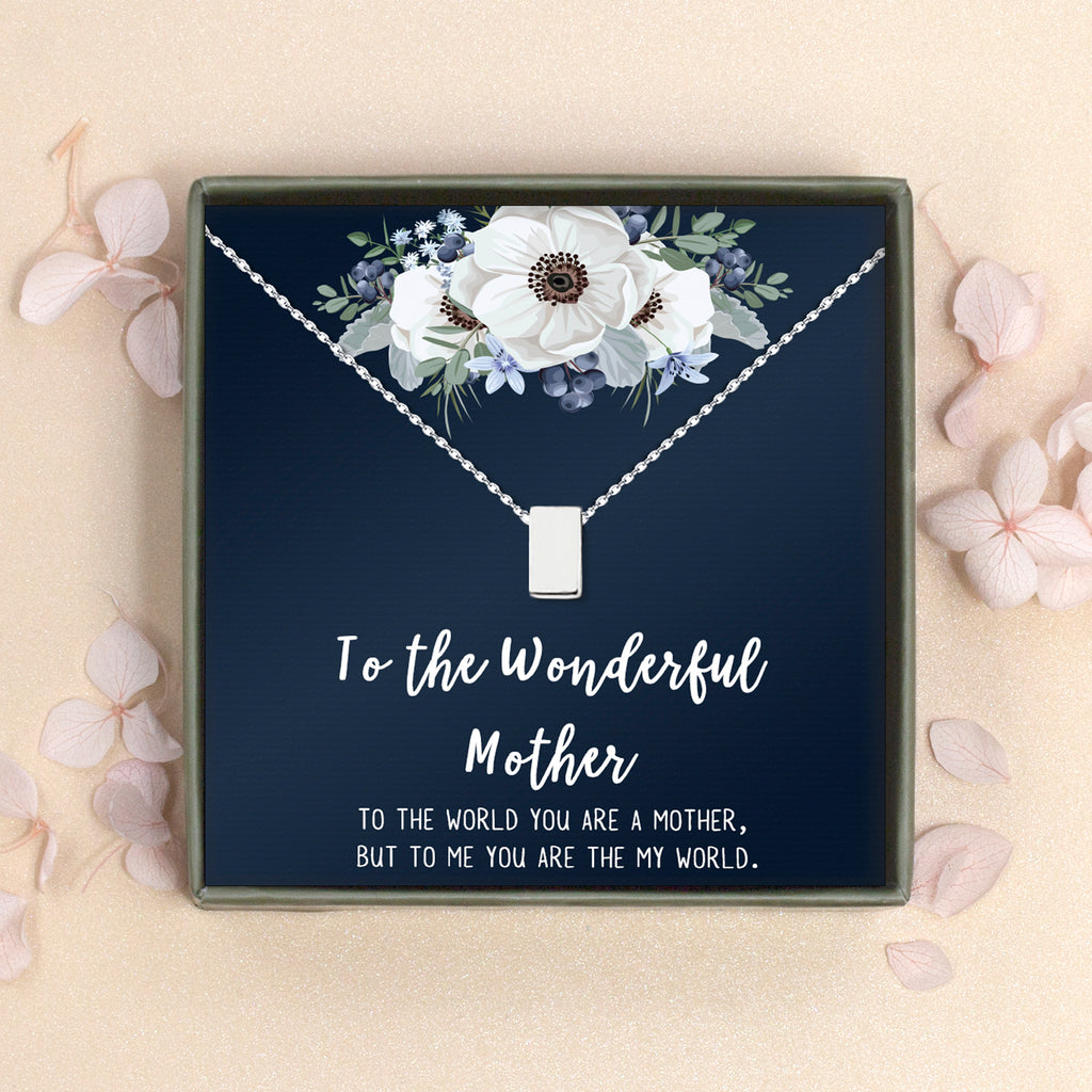 To the Wonderful Mother Card and Cube Necklace