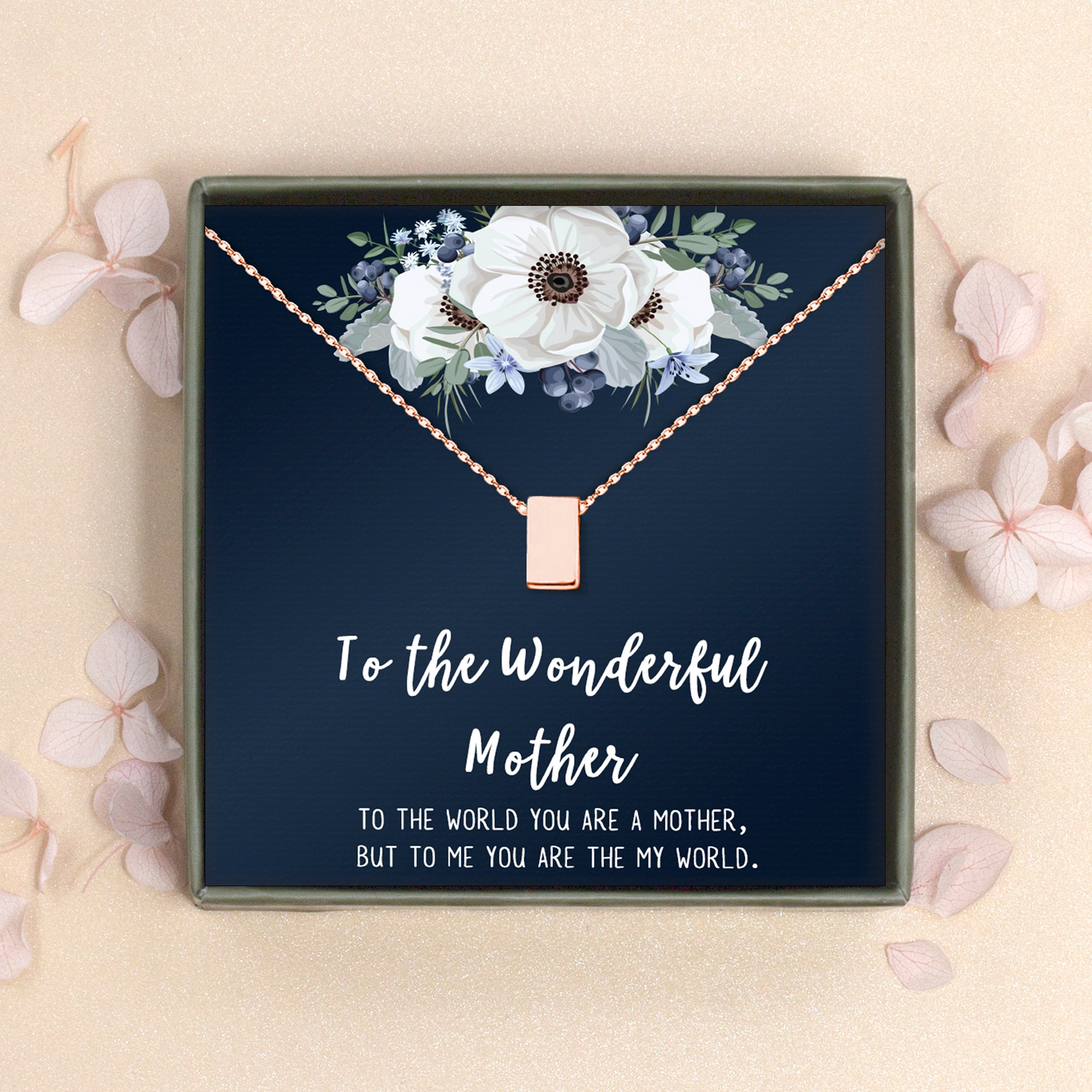 To the Wonderful Mother Card and Cube Necklace