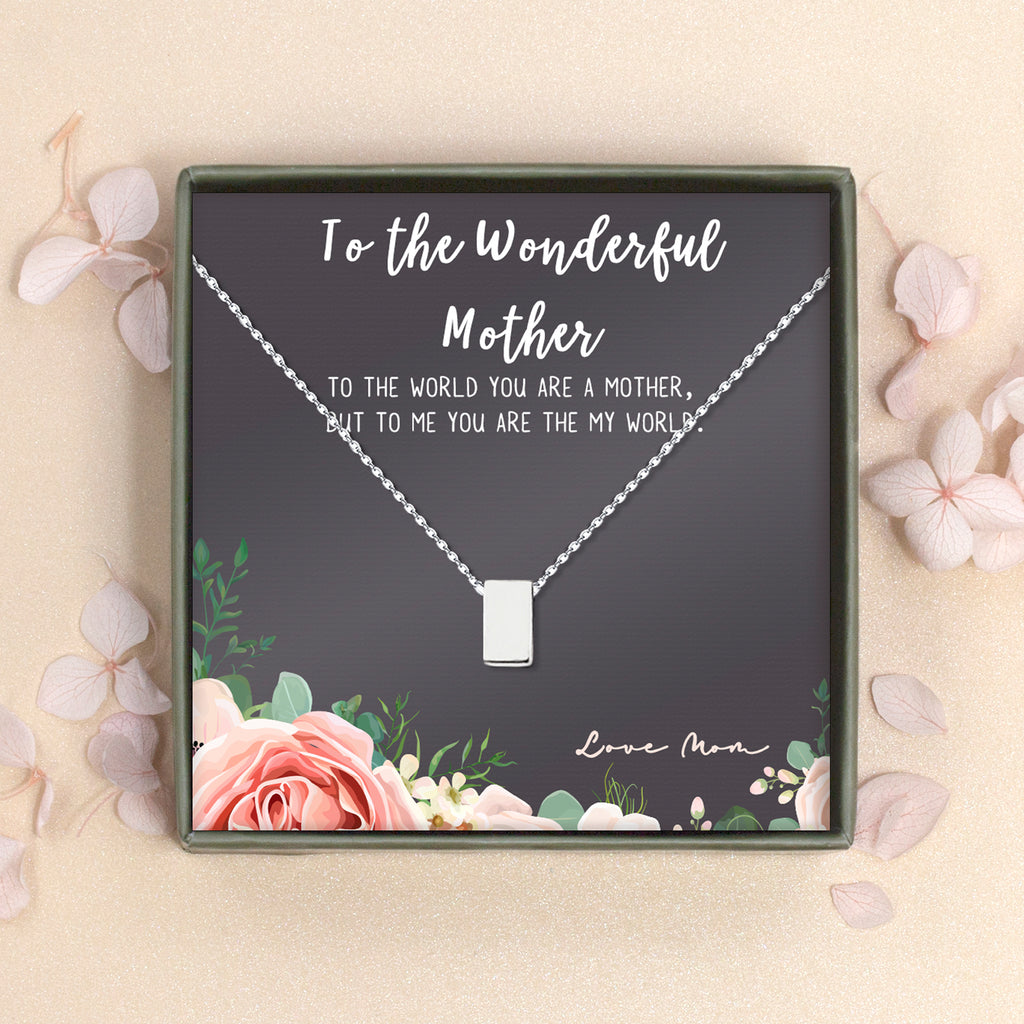 To the Wonderful Mother Card and Cube Necklace