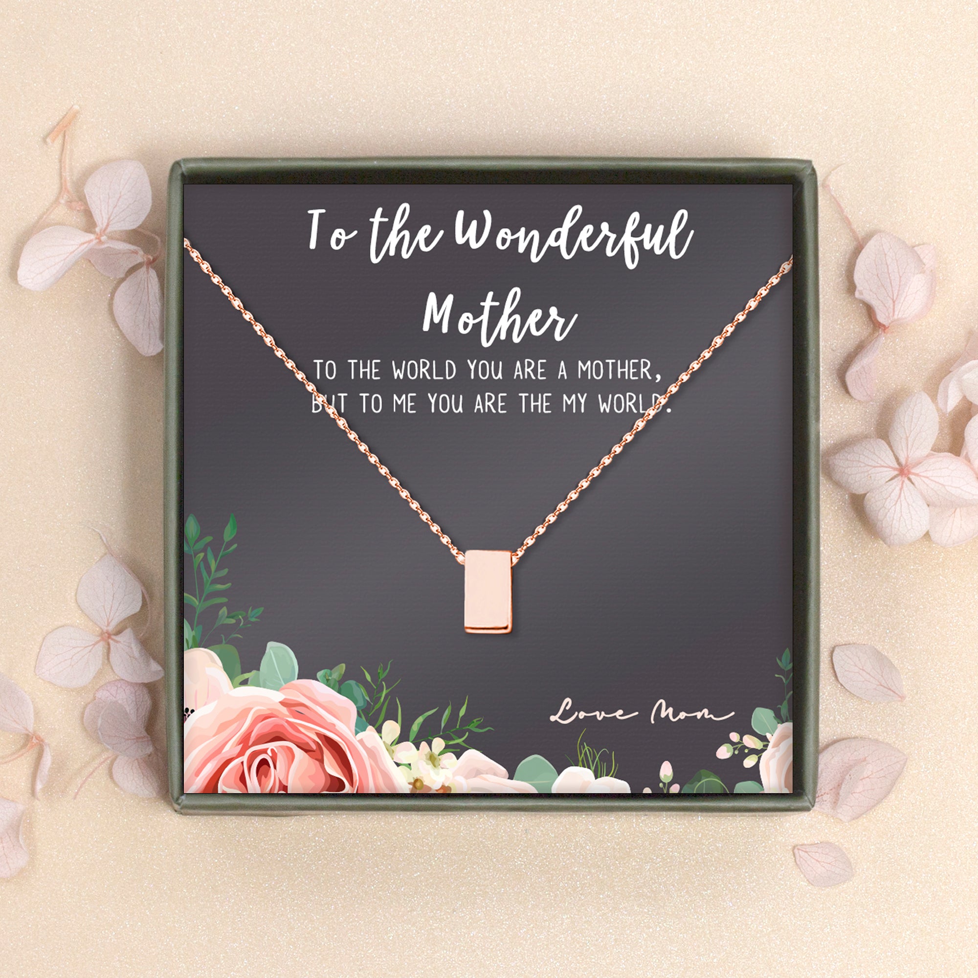 To the Wonderful Mother Card and Cube Necklace