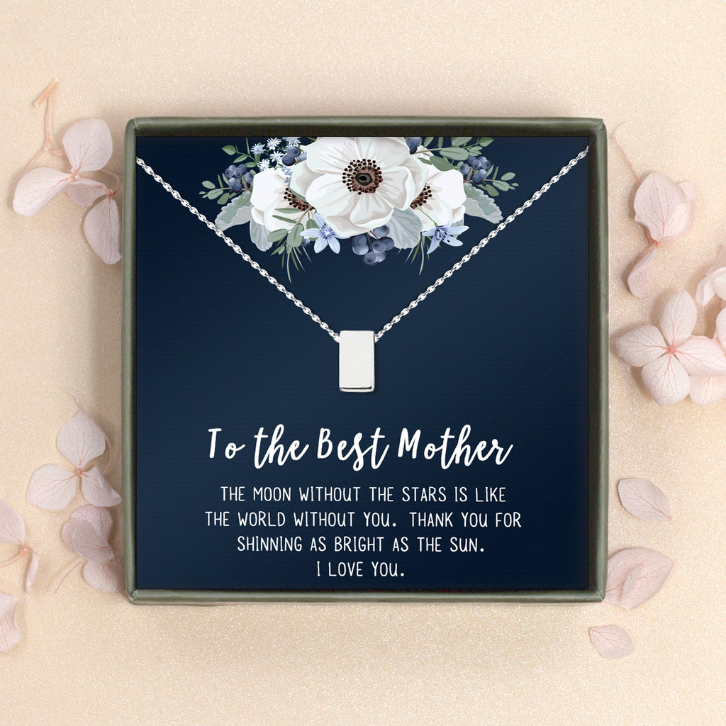To the Best Mother Card and Cube Necklace