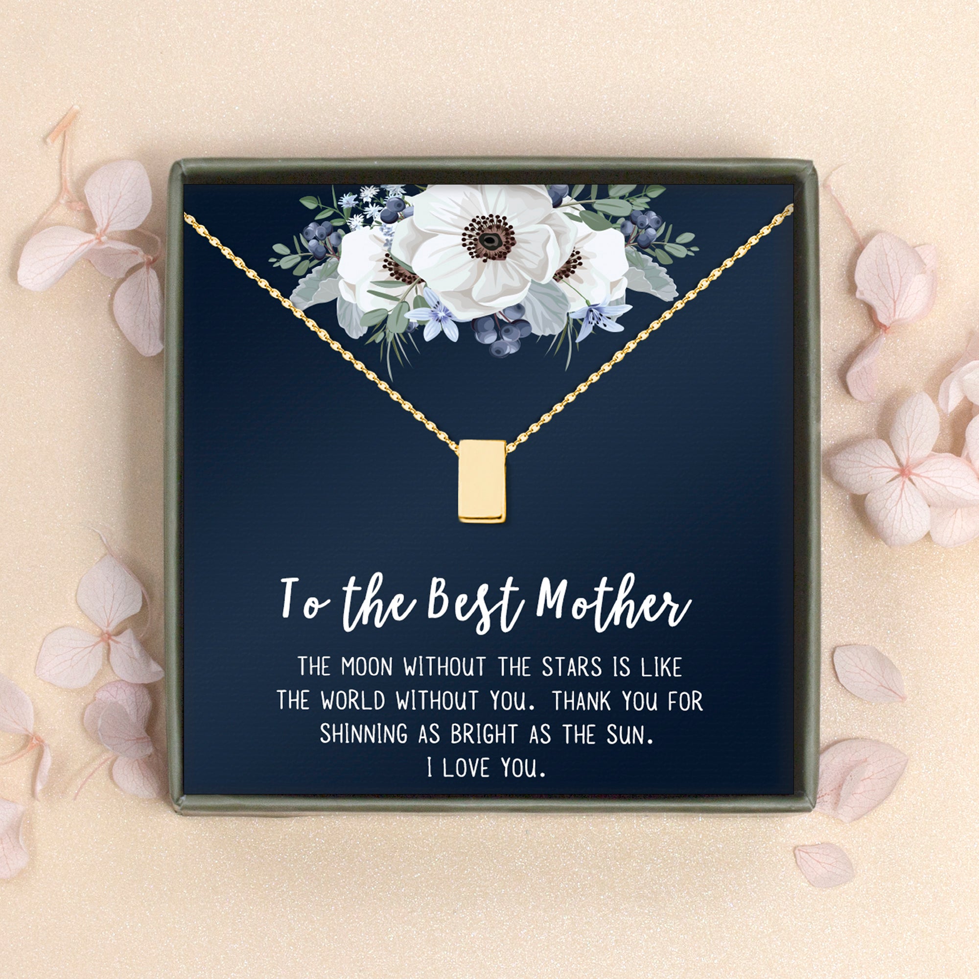 To the Best Mother Card and Cube Necklace