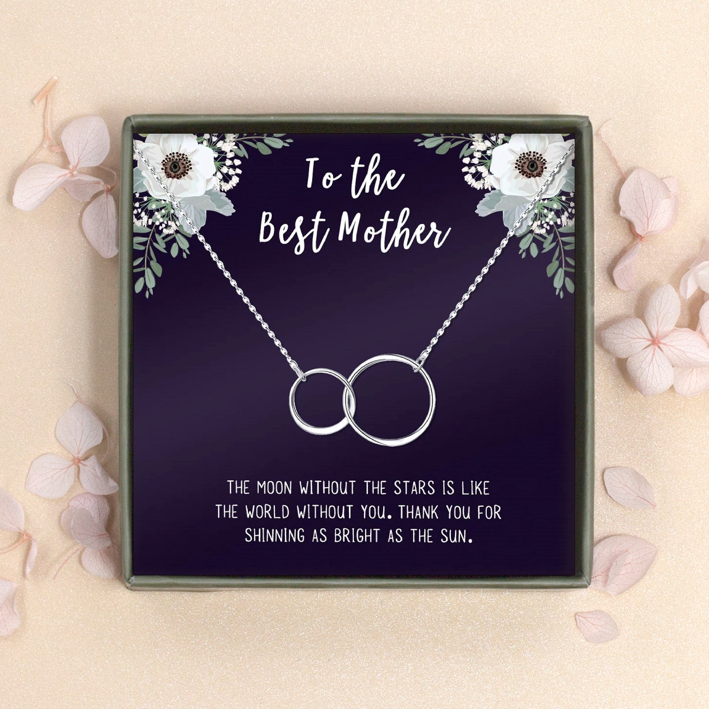 "To the Best Mom" Card and Interlocking Rings Necklace