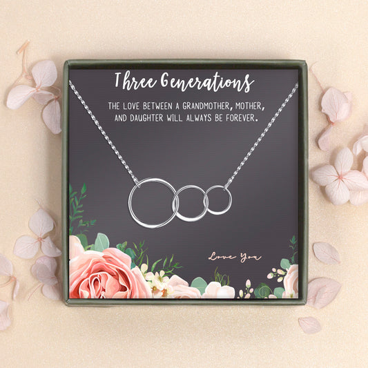 "Three Generations" Card and Triple Ring Necklace