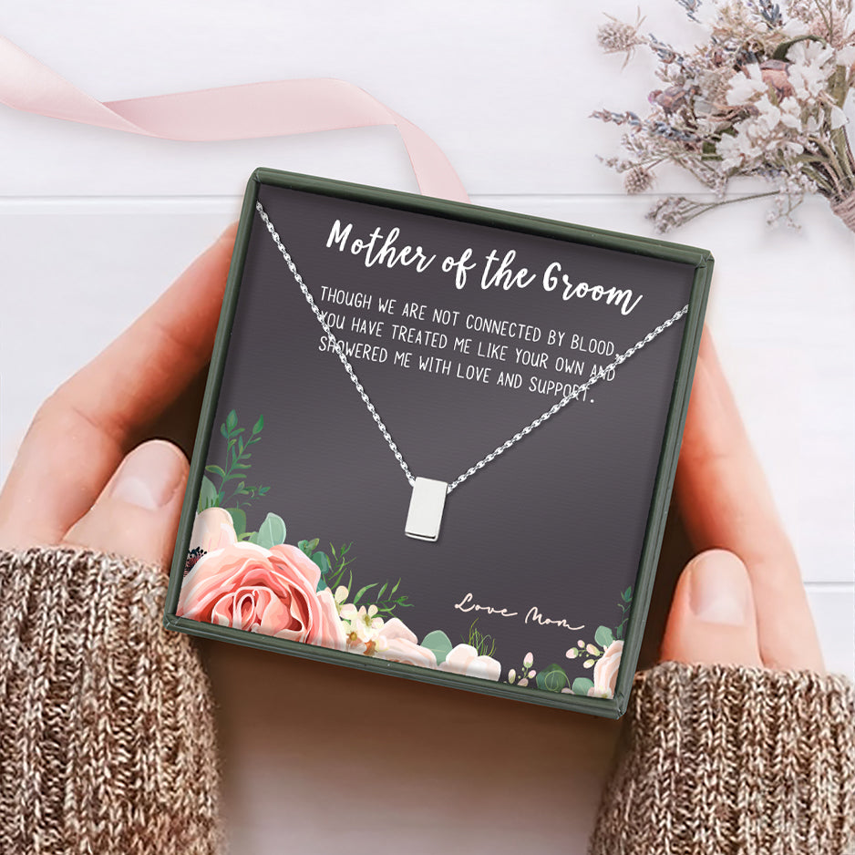 Mother of the Groom  - Cube Necklace - Rose Card