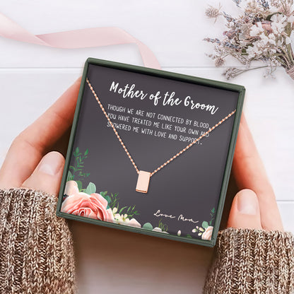 Mother of the Groom  - Cube Necklace - Rose Card