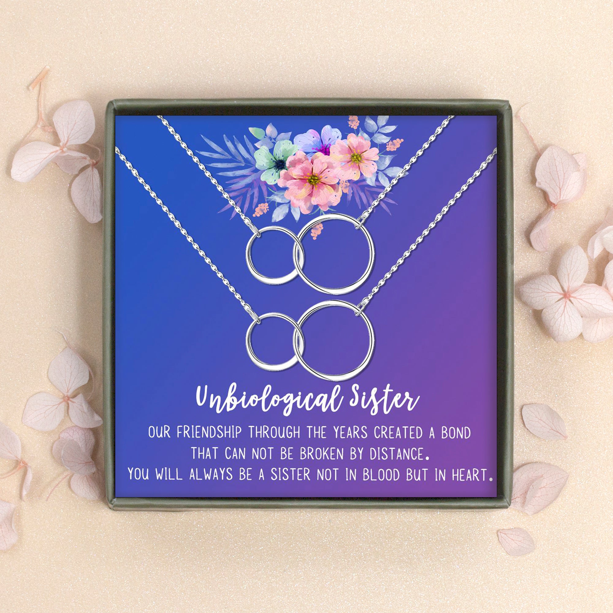 Unbiological Sister Necklace Christmas Gift Set for 2, Best Friend Christmas Gift to Say Thank You