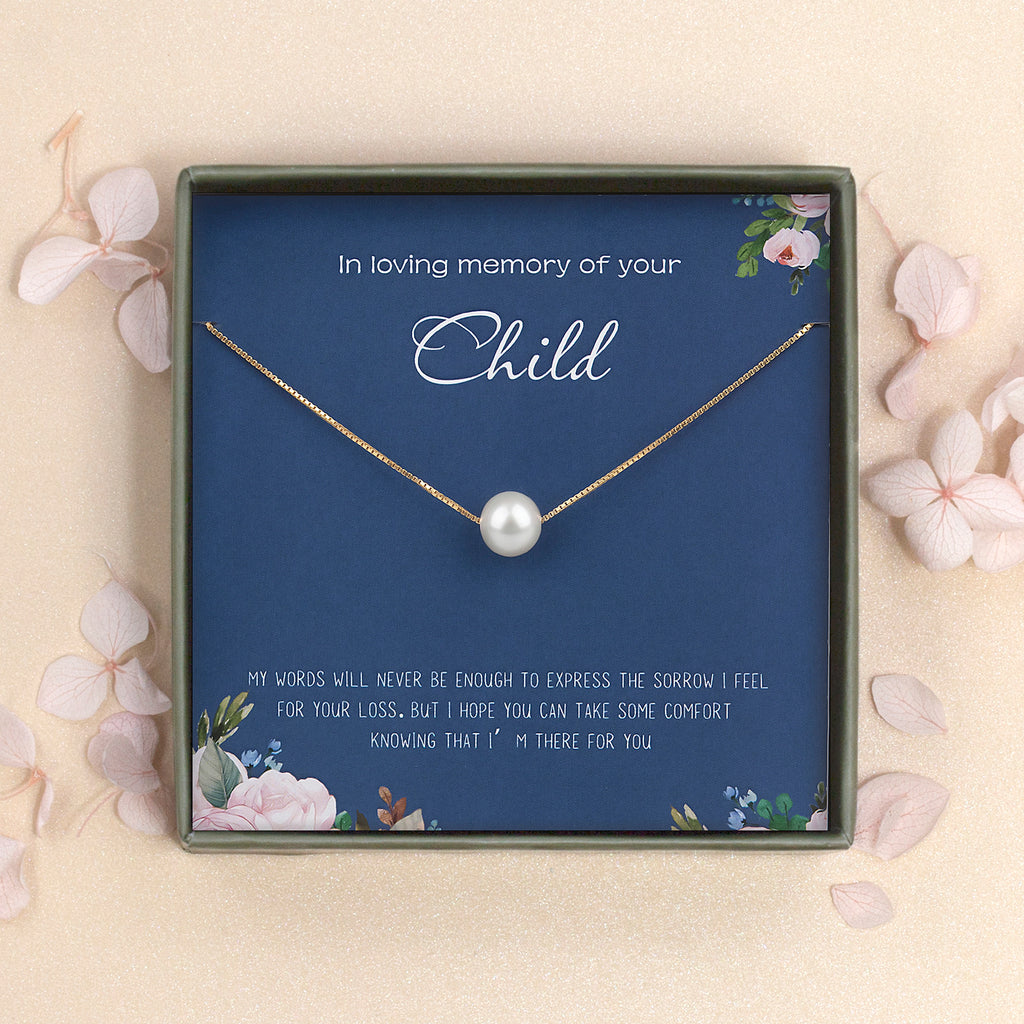 "In Loving Memory of your Child" Pearl Card Necklace