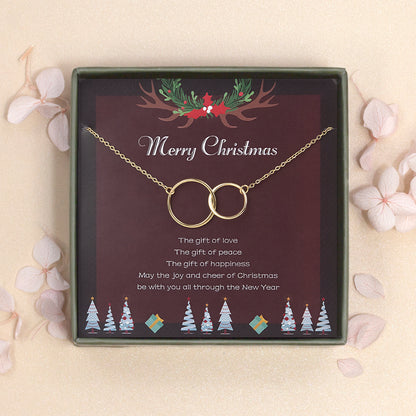 Merry Christmas Card and Infinity Rings Necklace Gift Set