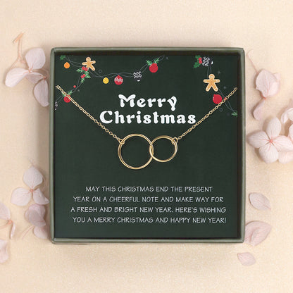 "Merry Christmas" Card and Infinity Rings Necklace