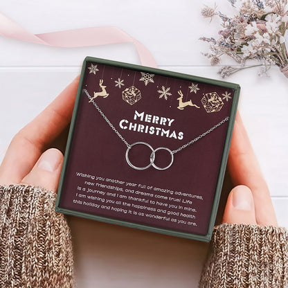 Merry Christmas Card and Infinity Rings Necklace Gift Set