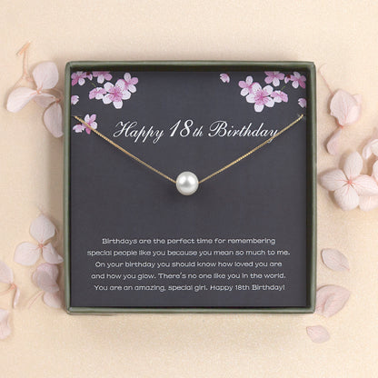 "Happy 18th Birthday" Card and Pearl Necklace