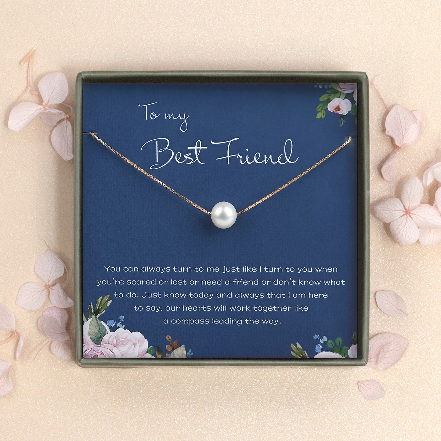 "To My Best Friend" Card and Pearl Necklace