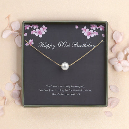 "Happy 60th Birthday" Card and Pearl Necklace