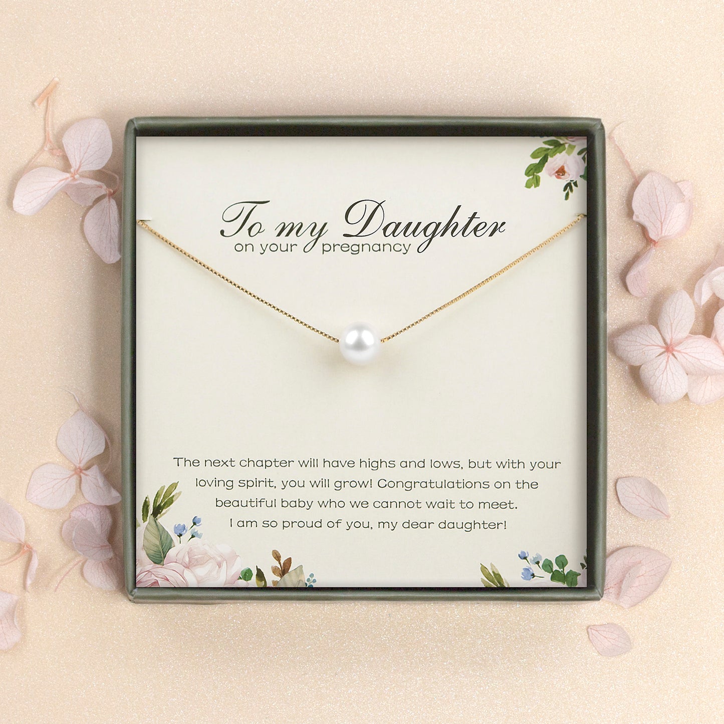 "To my Daughter" Card and Pearl Necklace