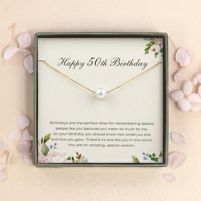 "Happy 50th Birthday" Card and Freshwater Pearl