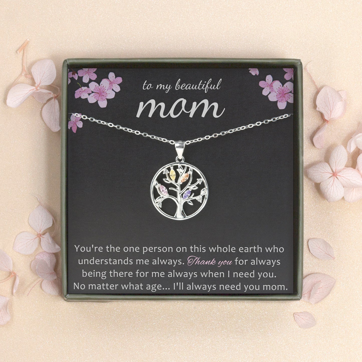 "To My Beautiful Mom" Card and Crystal Tree of Life