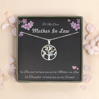 "To my Dear Mother in Law" Card and Crystal Tree of Life Necklace