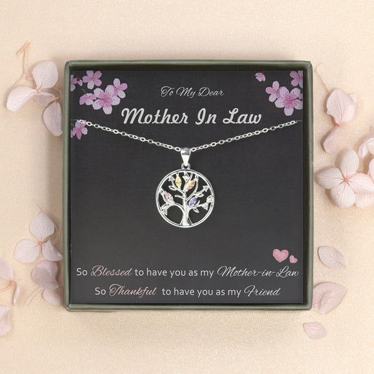 "To my Dear Mother in Law" Card and Crystal Tree of Life Necklace