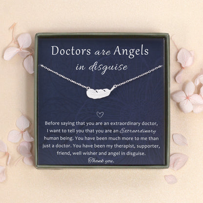 "Doctors are Angels" Card and Feather Necklace